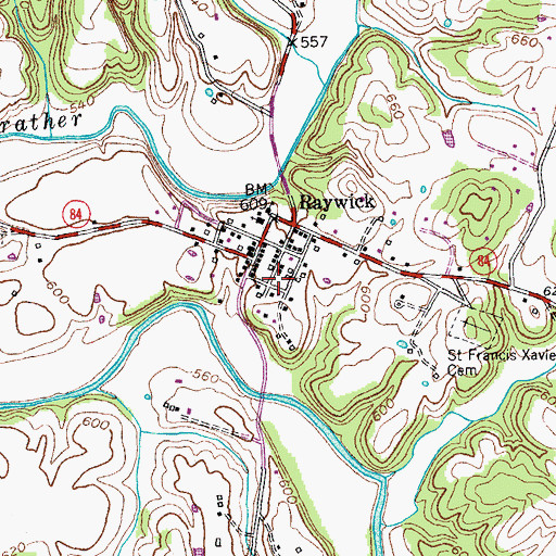 Topographic Map of Raywick Fire Department, KY