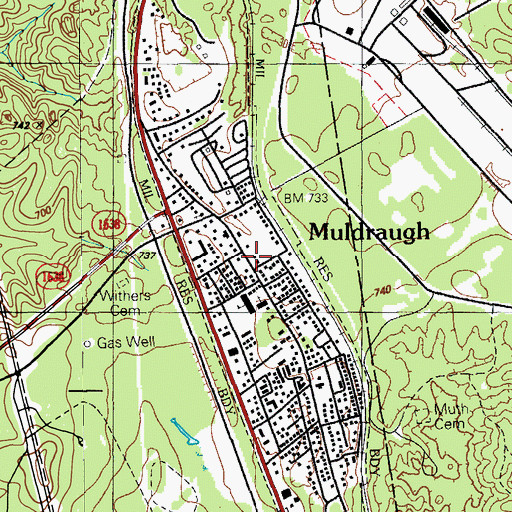 Topographic Map of Muldraugh Fire Department, KY