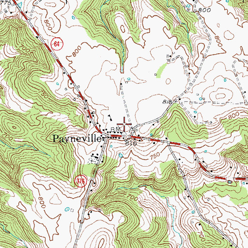 Topographic Map of Payneville Fire Department, KY