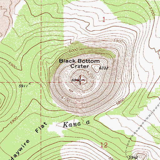 Topographic Map of Black Bottom Crater, AZ