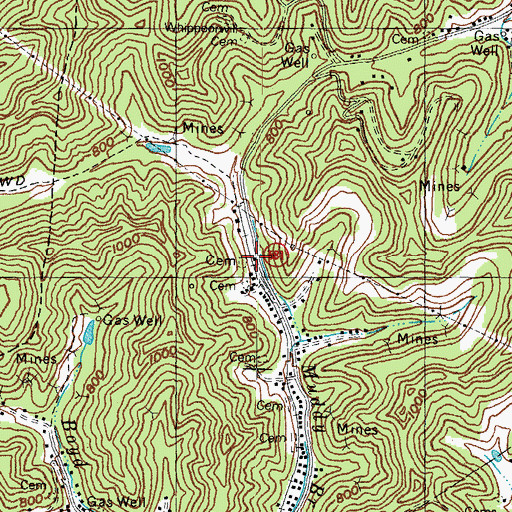 Topographic Map of Thealka Tutor Key Volunteer Fire Department, KY