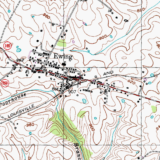 Topographic Map of Ewing Volunteer Fire Department, KY