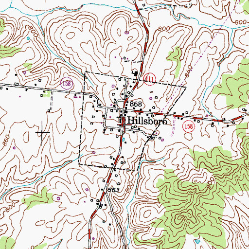 Topographic Map of Hillsboro Volunteer Fire Department, KY