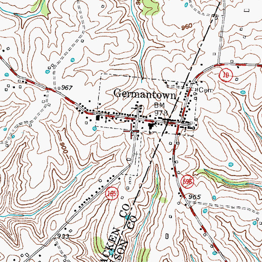 Topographic Map of Germantown Volunteer Fire Department, KY