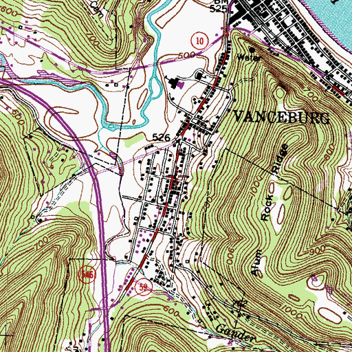 Topographic Map of Vanceburg Volunteer Fire Department Station 2, KY