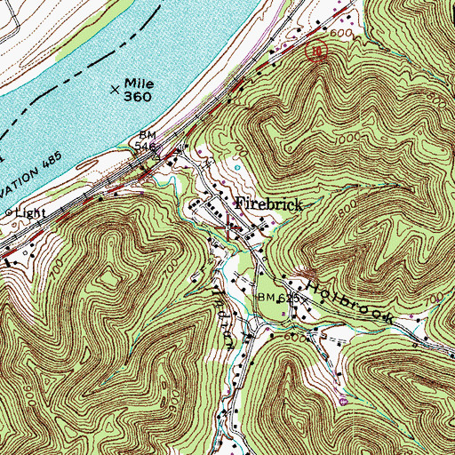 Topographic Map of Fire Brick Volunteer Fire Department, KY