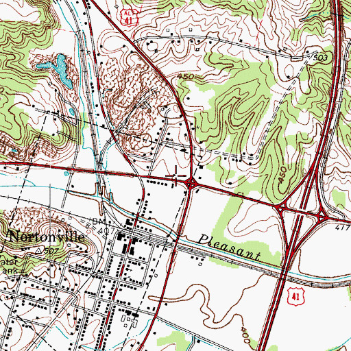 Topographic Map of Nortonville Fire Department, KY