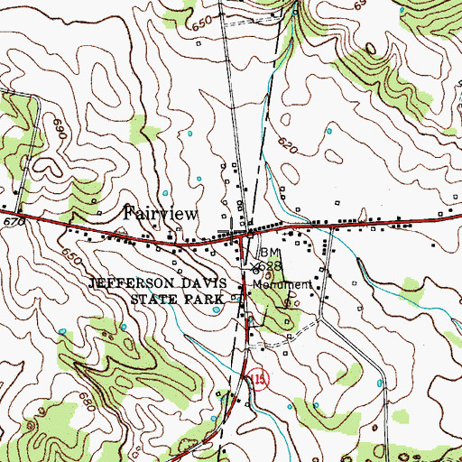 Topographic Map of Fairview Volunteer Fire Department, KY