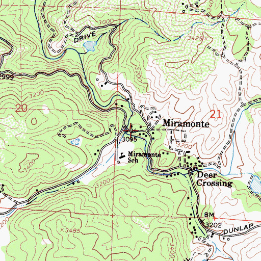 Topographic Map of Miramonte, CA
