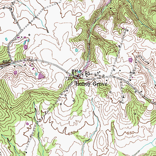Topographic Map of Honey Grove Volunteer Fire Department, KY