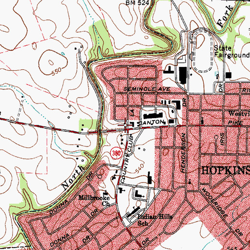 Topographic Map of Hopkinsville Fire Department Station 3, KY