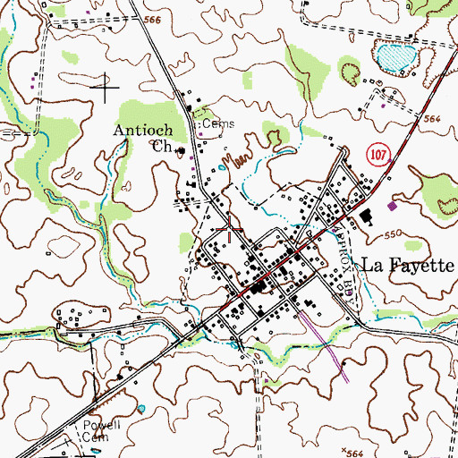 Topographic Map of Lafayette Volunteer Fire Department, KY