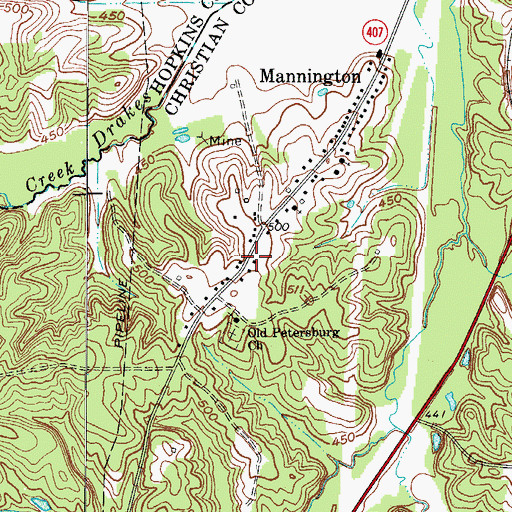 Topographic Map of Mannington Volunteer Fire Department, KY