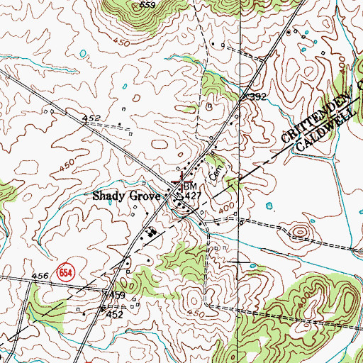 Topographic Map of Shady Grove Volunteer Fire Department, KY