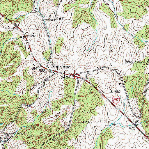 Topographic Map of Sheridan Volunteer Fire Department, KY