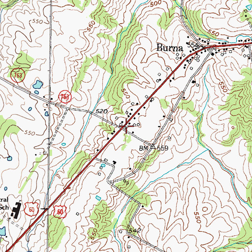 Topographic Map of Burna Community Fire Department, KY