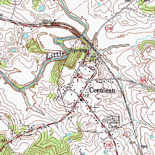 Topographic Map of Cerulean Volunteer Fire Department, KY