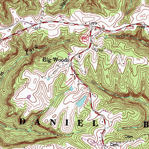 Topographic Map of Big Woods Fire Department, KY
