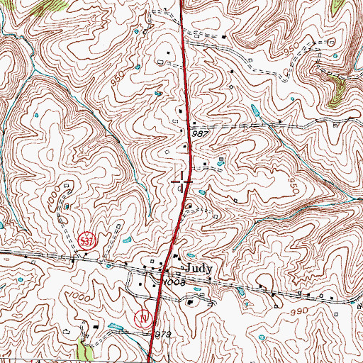 Topographic Map of Montgomery County Fire District Station 7 Judy, KY