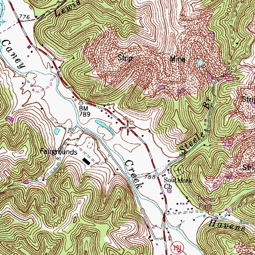 Topographic Map of Caney Valley Fire Department, KY