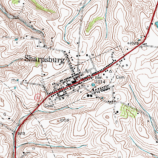 Topographic Map of Sharpsburg Volunteer Fire Department, KY