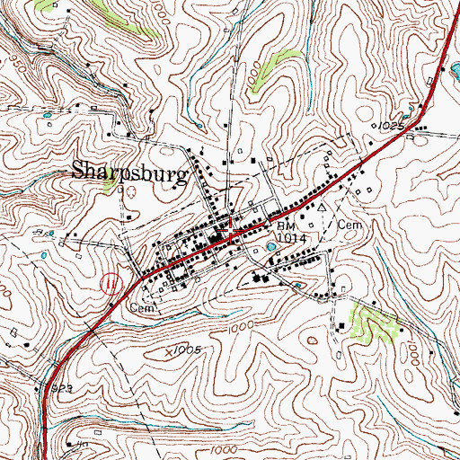 Topographic Map of Sharpsburg Volunteer Fire Department, KY