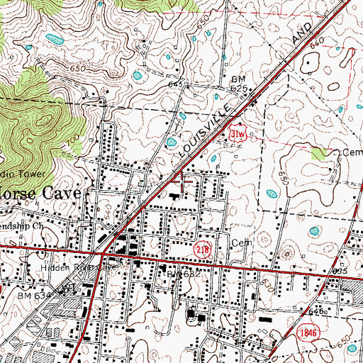 Topographic Map of Horse Cave Fire Department, KY