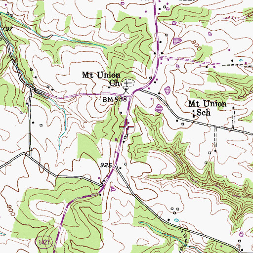 Topographic Map of South Allen Fire Department, KY