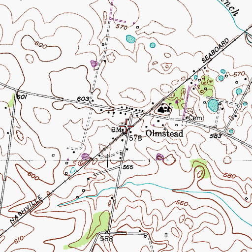 Topographic Map of Olmstead Volunteer Fire Department, KY