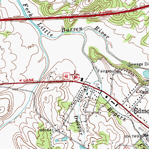 Topographic Map of Metcalfe County Fire Department, KY