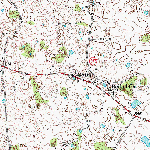 Topographic Map of Gott Volunteer Fire Department, KY