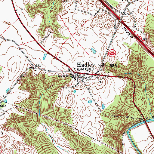 Topographic Map of Hadley Volunteer Fire Department, KY
