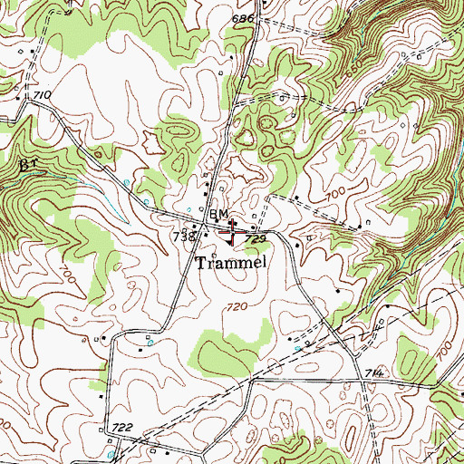 Topographic Map of Trammel Volunteer Fire Department, KY