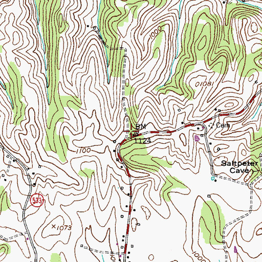 Topographic Map of Breeding Area Fire Department, KY