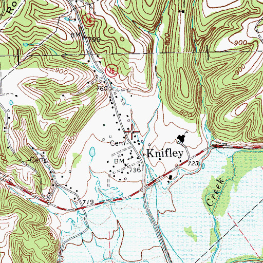 Topographic Map of Knifley Fire Department, KY