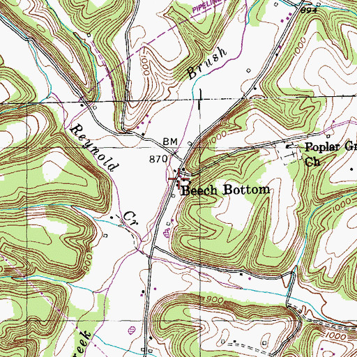 Topographic Map of Brush Creek Fire Department, KY