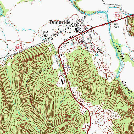Topographic Map of Dunnville Volunteer Fire Department, KY