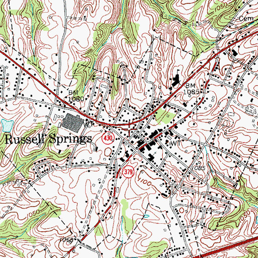 Topographic Map of Russell Springs Fire Department, KY