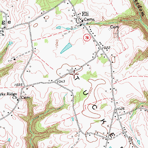 Topographic Map of Eli Volunteer Fire Department, KY