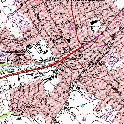 Topographic Map of Taylor County Fire Department, KY