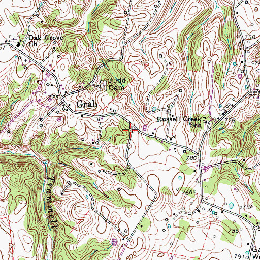 Topographic Map of Grab Fire Department, KY
