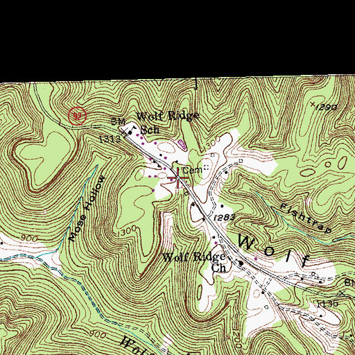 Topographic Map of Wolfe Ridge Fire Station, KY