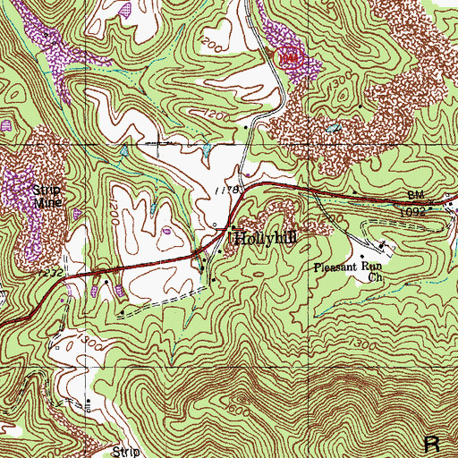 Topographic Map of Holly Hill Fire Station, KY