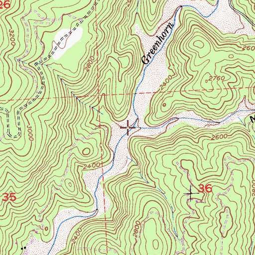 Topographic Map of Missouri Canyon, CA