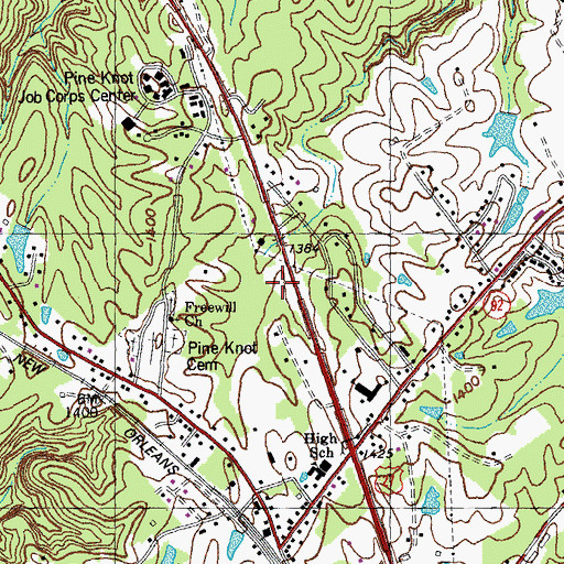 Topographic Map of Pine Knot Fire Station, KY