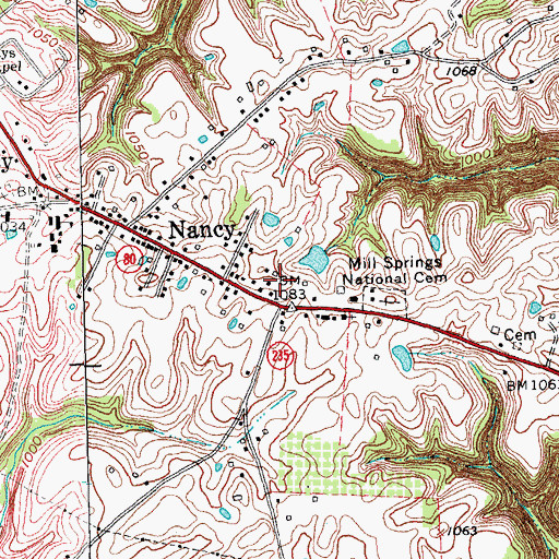 Topographic Map of Nancy Fire Department, KY
