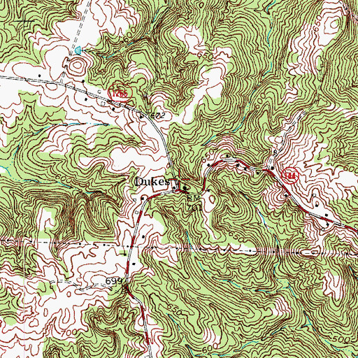 Topographic Map of Dukes Volunteer Fire Department, KY