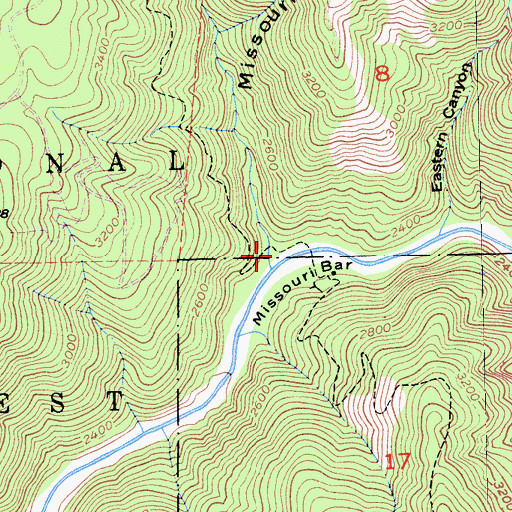 Topographic Map of Missouri Canyon, CA