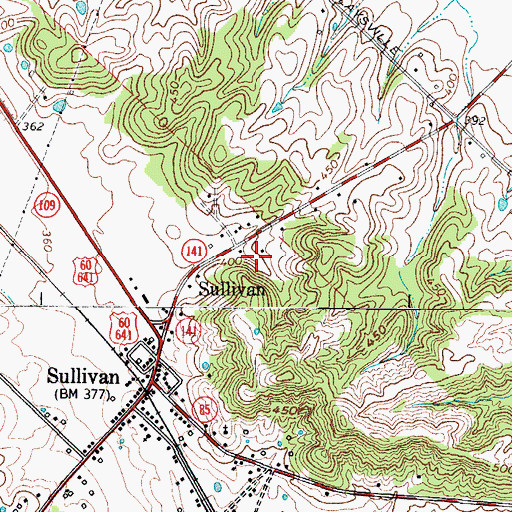 Topographic Map of Sullivan Community Fire Department, KY