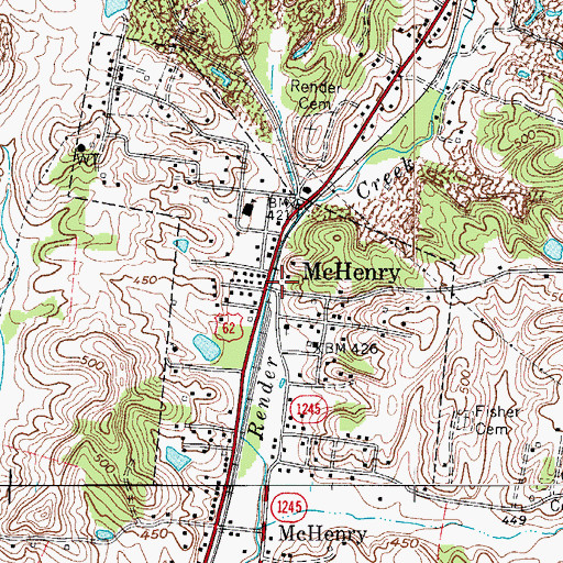 Topographic Map of McHenry Fire Department, KY